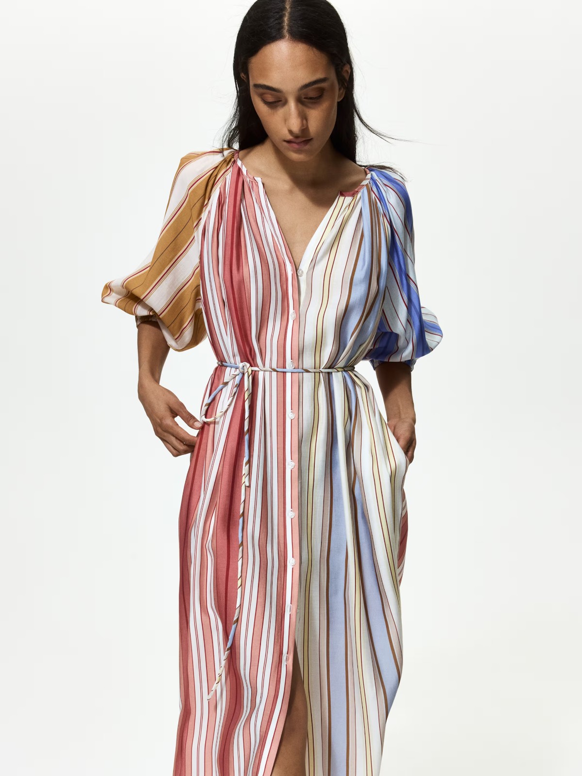 Balloon-sleeved shirt dress alt