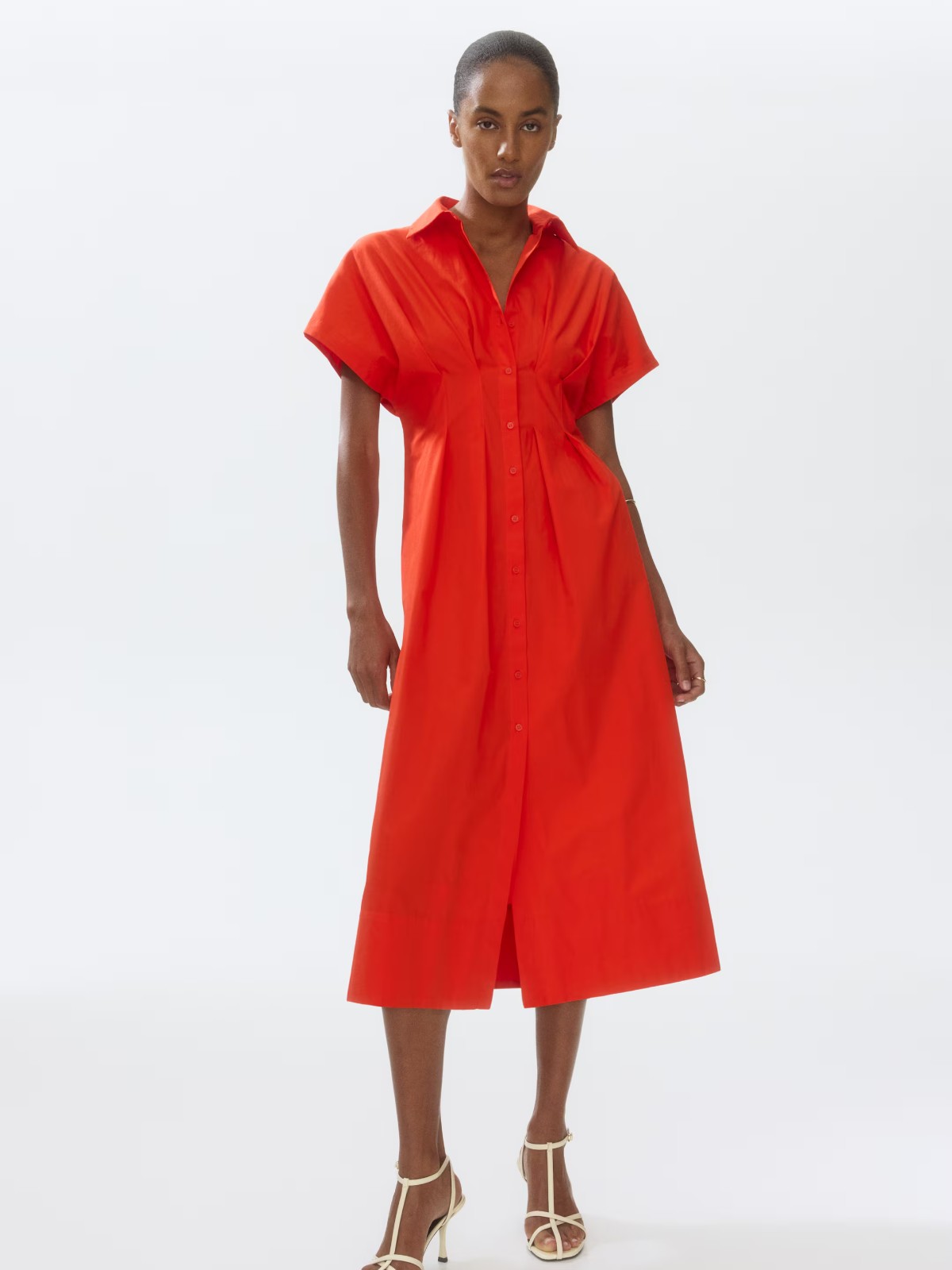 Waisted cotton shirt dress alt